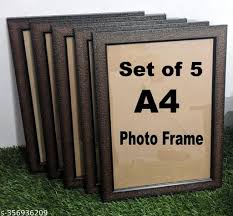 A4 Size Wall Photo Frame Collage For Living Room Picture Frames Home Wall Decoration Black Set Of 5 Units
