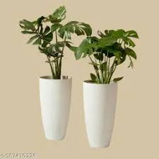 Plastic Tower Pot 8 Inch High Flower Pots Pack Of 2