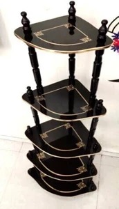 3 Shelf Wooden Corner Floor Standing Multipurpose Rack Corner Brown Finish Wooden Wall Shelf