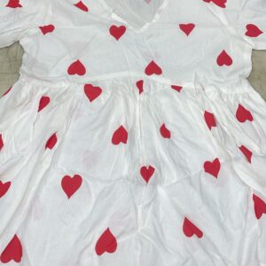 Women Printed Cotton Blend A Line Kurta Red White Size L