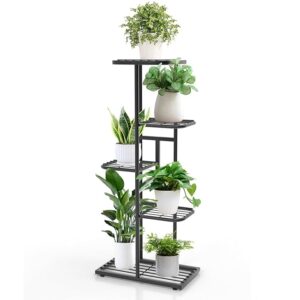 Flower Plant Stand Indoor 5 Tier Metal Plant Flower Pots Display Pots Holder Black