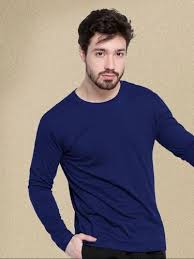 Blue Colour Full Sleeve T Shirt For Men Size M