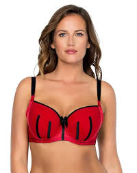 Parfait Striped Padded Bra Rio Red Colour Bra Size 44F