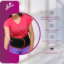 Pink Black Colour Flamingo Lumbar Sacro Belt Medium