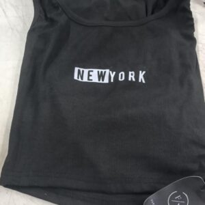 Fashion And Youth Stylish Alan Printed Neck Women Rib Top Color Black Size S