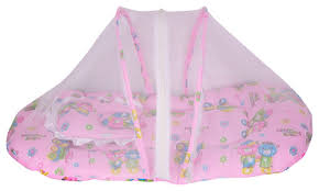 Baby Mattress With Mosquito Net Pink Colour