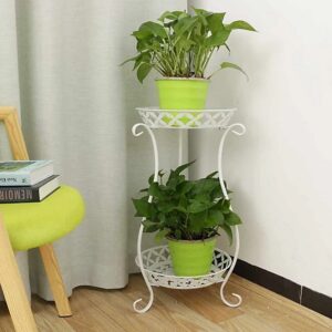 2 Tier White Tall Vintage Metal Plant Stand