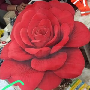 Elegant Red Rose Shaped Rug Modern Floral Floor Mat Living Room Decor