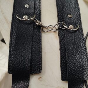 Leather Plush Handcuffs Choker Collar Set With Chain