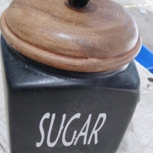 Black Coffee Tea And Me Solid Ceramic Square Airtight Canisters 500Ml