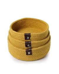 Set Of 3 Cotton Round Multipurpose Organisers