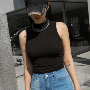 Kotty WomenS Solid Cynical Black Casual Top Size L