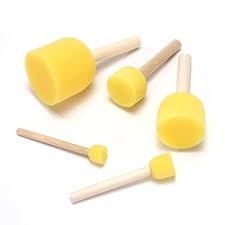 Variety Canvas 5 Pcs Round Stencil Sponge Yellow Dabber Wooden Handle Painting Stippler Set Diy Painting Tools