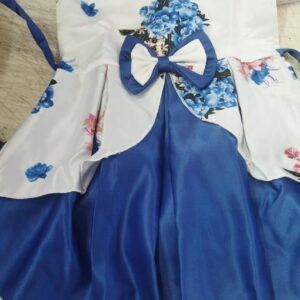 White Collar Blue Printed Kids Girls Frock Size 2 Y