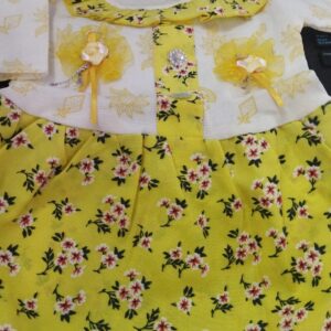 Yellow Color Printed Kids Girls Frock Size Newborn