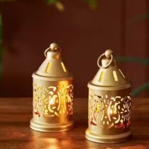 Gold Tealight Holder Home Festival Decoration Home Table Decoration Pack Of 2Pc