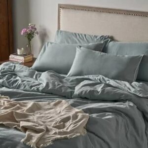 Kansso Kansso Piping Luxe Sheet Set 600 Thread Count King Sky Blue