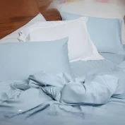 Kansso Piping Luxe Duvet Cover Set 600 Thread Count King Sky Blue