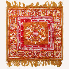 E RetailerVelvet Pooja Aasan Floor Mat Prayer Meditation Sitting Multipurpose Mat Color Leaf Red Size 24X24 Inches Pack Of 2