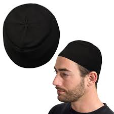 Zoas Muslim Islamic Namaz Topi Prayer Cap MenS Shiny Black Color With Fine Fabric