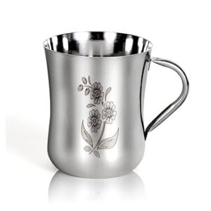 Stainless Steel Tea Cup With Flower Printed 200Ml Pack Of 4