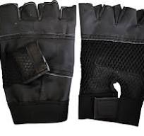 Black Color Leather Gym Gloves For Weight Lifting Gloves