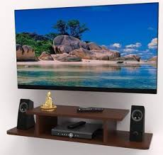 Classiconline Wooden Wall Mount Tv Set Up Box Stand Wooden Wall Shelf Brown Colour