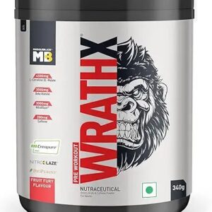 Muscleblaze Pre Workout Wrath Creapure Nitro Blaze Bioperine Fruit Fury 340Gm