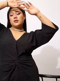 Urve Women Black Lycra Dress 6Xl