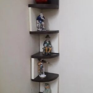 Contrast Color Corner Shelf Dark Brown With Off White