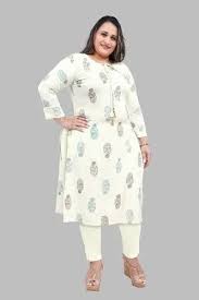 Women Kurte White Printed Size L