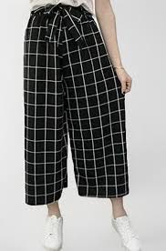 Women Palazzo Black And White Color Size 30