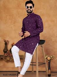 Men Kurta Set Purpal Color Size Xl