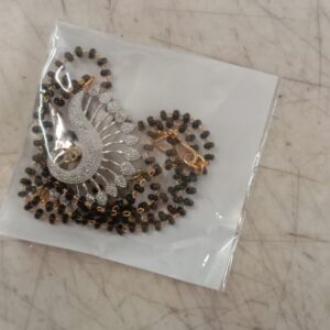 Silver Peacock Design And Black Beads Mangalsutra For Women