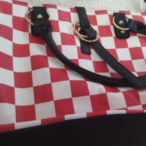 Red And White Checkered Shoulder Bag For Women