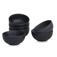 Noodle Bowl Black Color 300 Ml Pack Of 5 Plastic