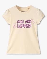 Kg Frendz Creanm Color Printed T Sirt For Kids Girl Size 5 To 6 Yrs