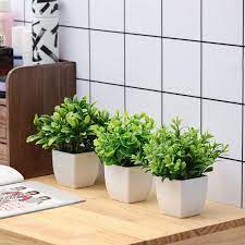 Artificial White Color Flower Pot Set Of 3