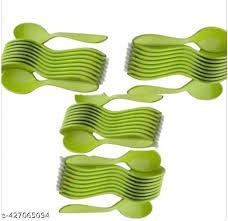 Plastic Table Spoon Set Of 50 Green
