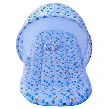 Cotton Blue Printed Baby Mosquito Net Bedding Set