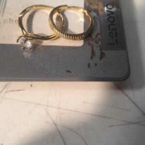 Womens Stone Ring Pack Of 2 Golden