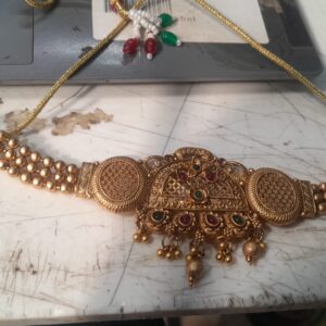 Womens Gold Plated Necklace Set Golden