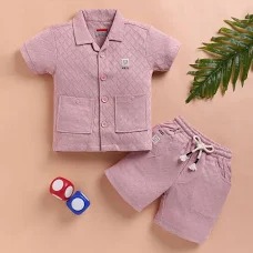 Kidzello Cotton Coordinating Shirt Shorts Set Color Lavender Size 12 To 18 Months