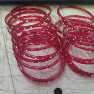 Red Colour Bangle Lehariya Size 2X4 Set Of 23Pcs