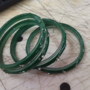 Green Colour Fancy Bangles Set Of 4
