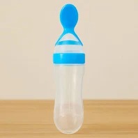 Transparent And Blue Color Silicone Baby Milk Bottle