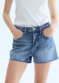 H And M Blue Color Jeans Regular Fit High Waist Cut Off Shorts Size 44