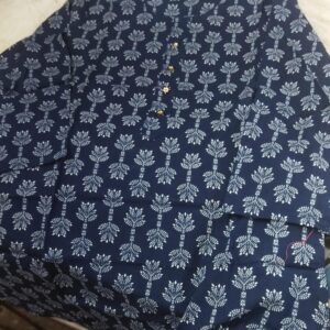 Navy Blue Color Printed Women Short Kurti Size M