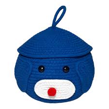 Multi Purpose Cute Jute Basket For Storage Blue 1Pc