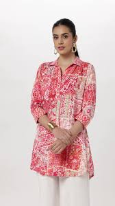 Biba Viscose Women Printed Straight Fit Kurta Mix And Match Sanganer Pink Size 36